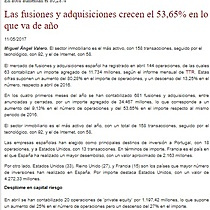 Las fusiones y adquisiciones crecen el 53,65% en lo que va de ao